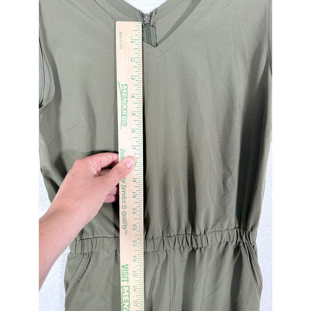 Eddie Bauer Women XS Olive Green Sleeveless V-Neck Elastic Waist Jumpsuit - Picture 9 of 15